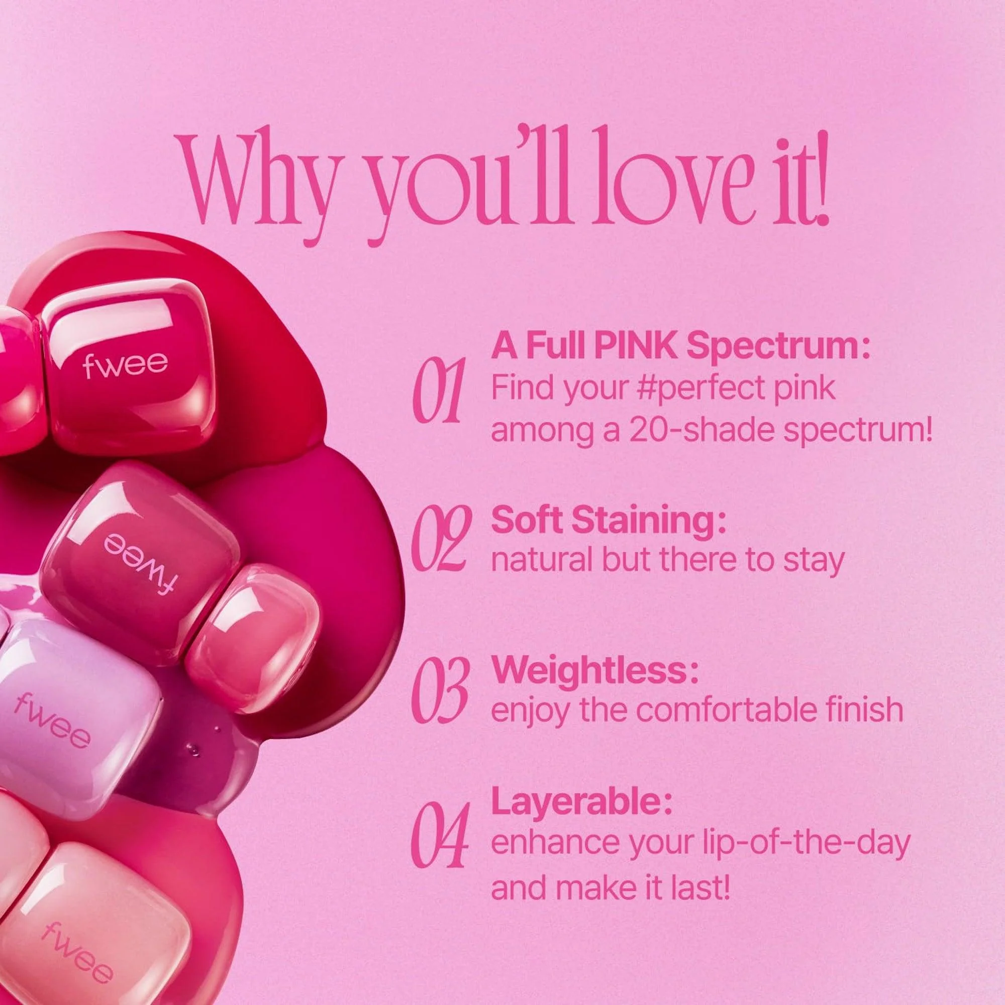 Fwee Pink Obsession Stay-Fit Lip Tint G06 Way Pink 3.8gm - Image 4